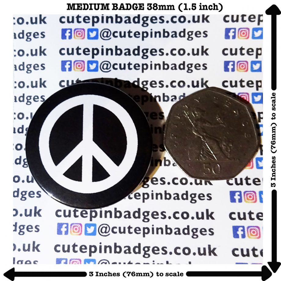 CND Black Pin Badge Button Medium 38mm