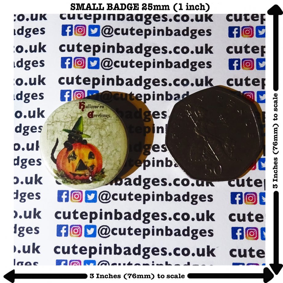 Halloween Greetings Pin Badge Button Small 25mm