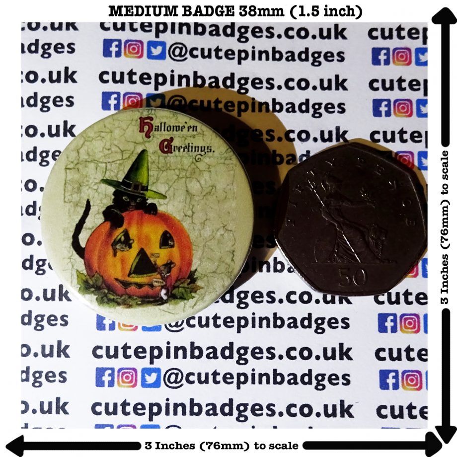 Halloween Greetings Pin Badge Button Medium 38mm