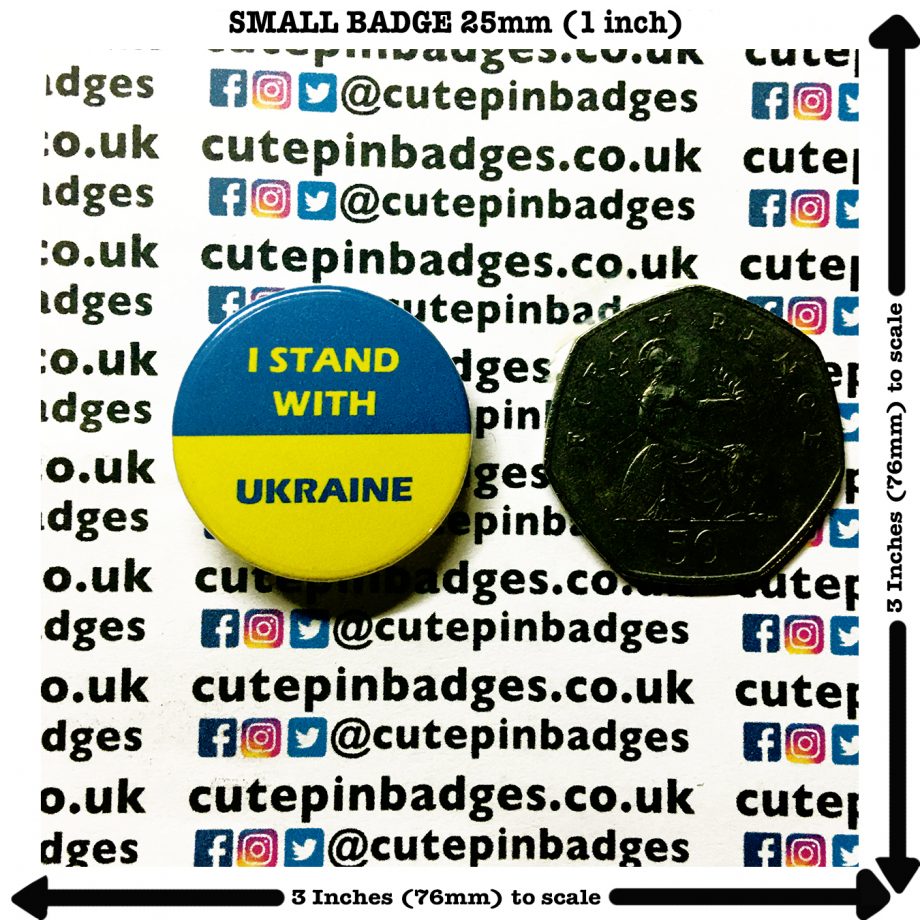 I Stand With Ukraine Pin Button Badge Small 25mm